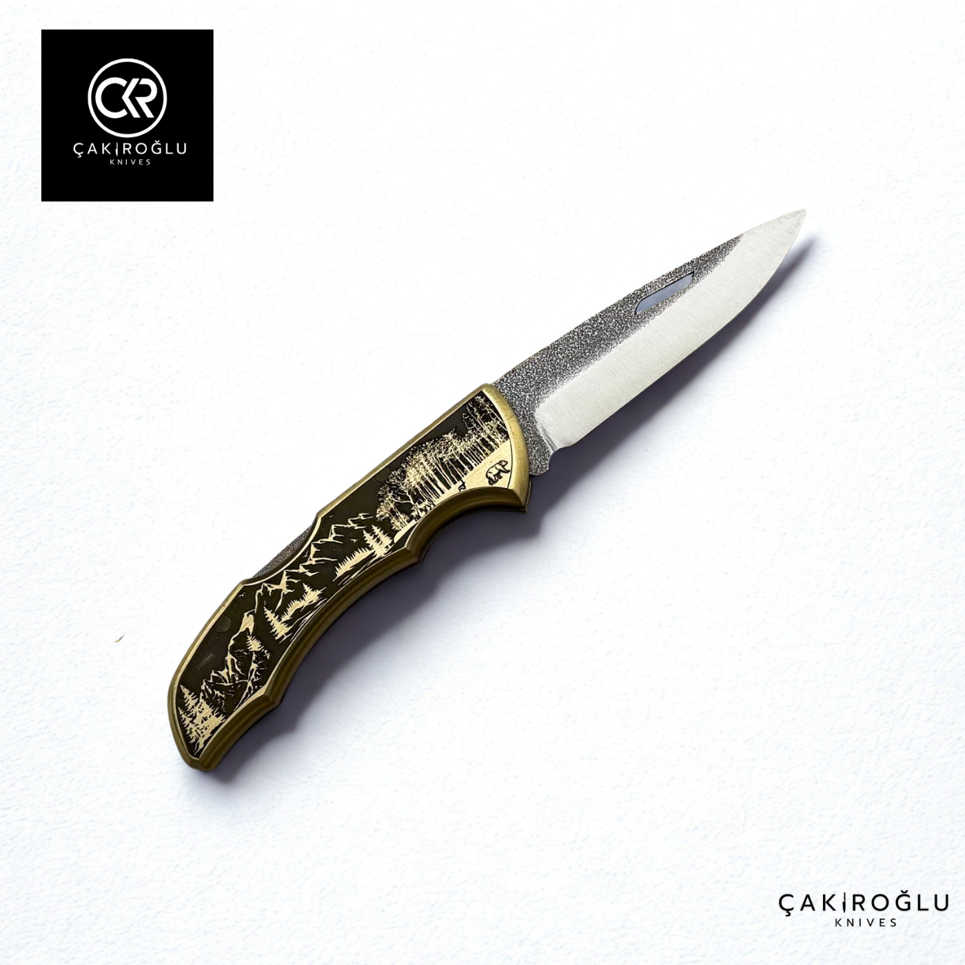 Showy Limited Edition Small Size Handcrafted Custom-made Folding Collectible Knife - N690 Böhler Steel & Engraved Brass Handle