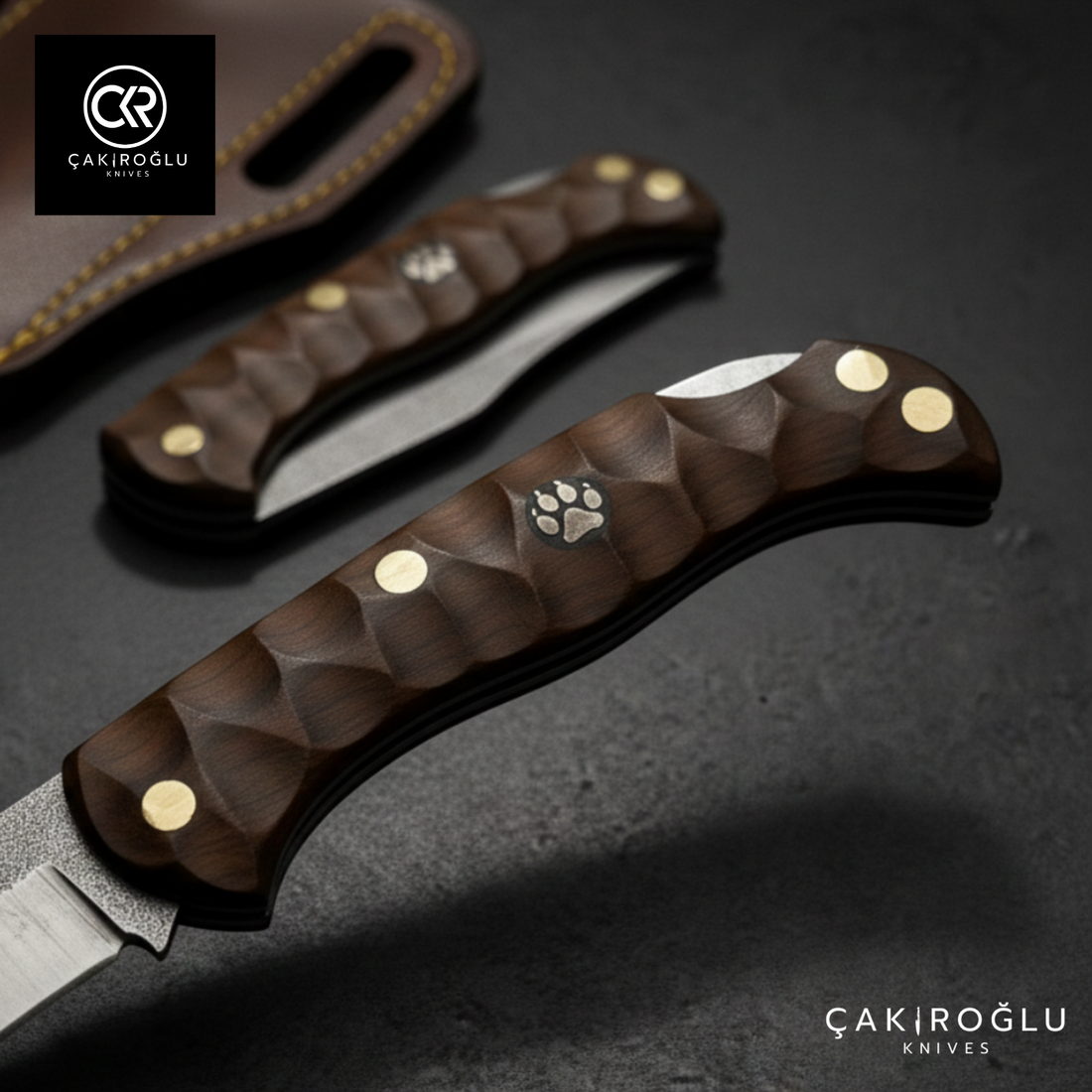 Göxon Series - Handmade N690 Steel Pocket Folding Knife - Walnut Handle