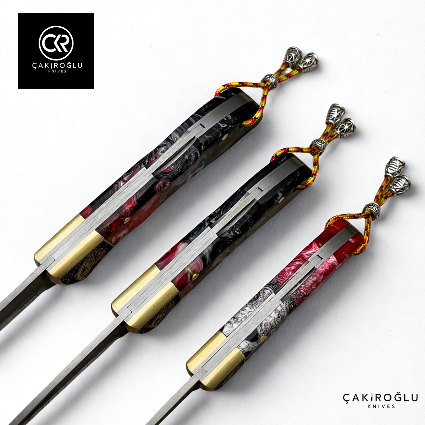 Showy Elite Epoxy Version Handcrafted Custom Folding Knife - N690 Böhler Steel & Engraved Brass Apron