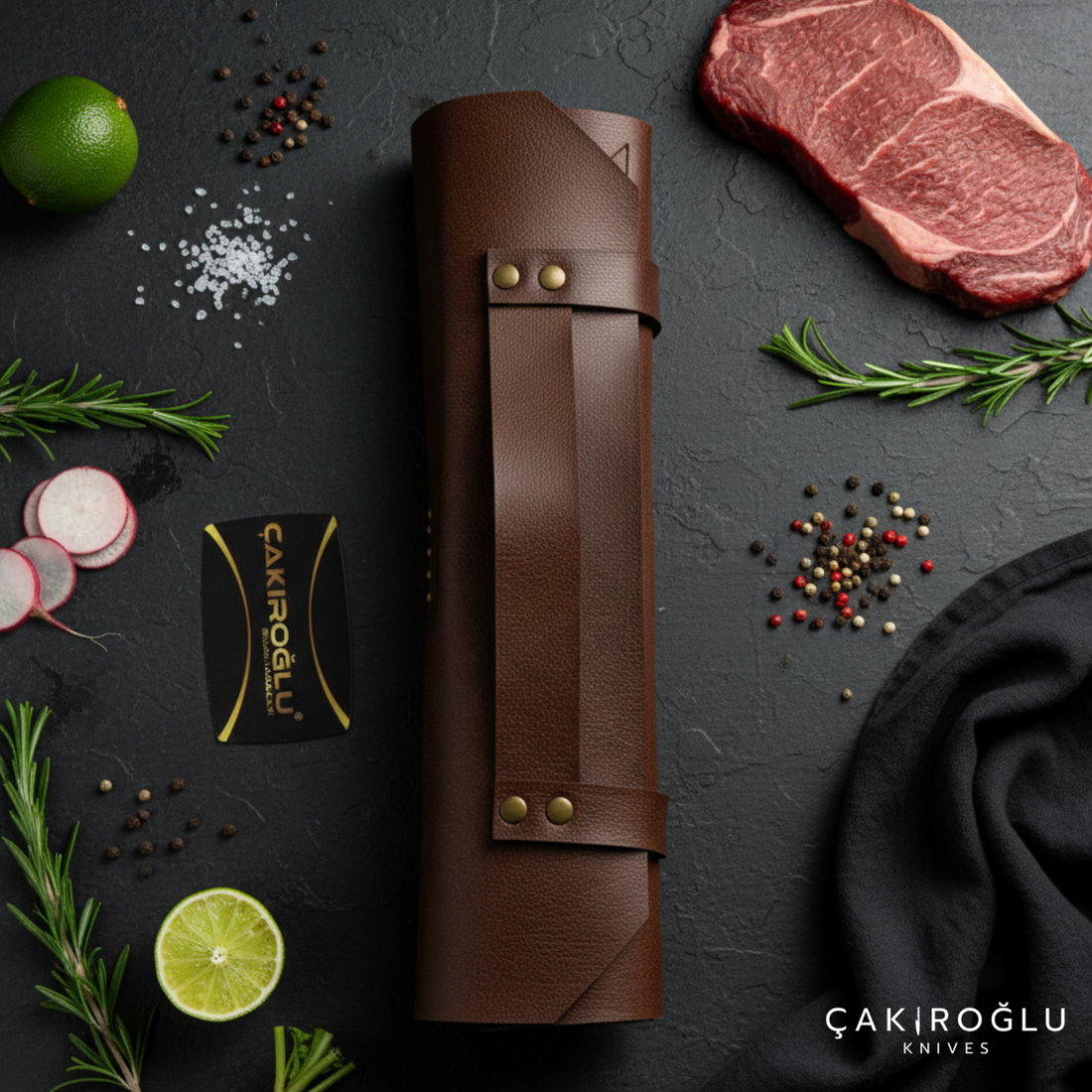 3-Piece N690 Steel Handmade Kitchen Knife Set with Sheath