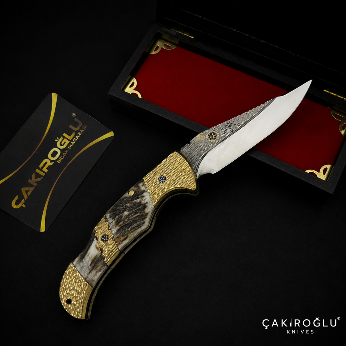 Handmade Custom N690 Pocket Knife, Deer Antler Folding Knife, Limited Edition