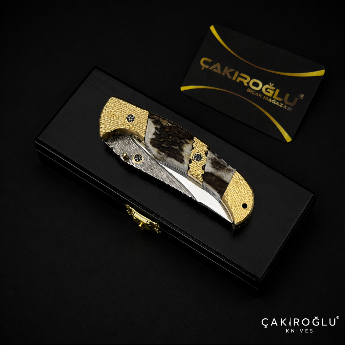 Handmade Custom N690 Pocket Knife, Deer Antler Folding Knife, Limited Edition