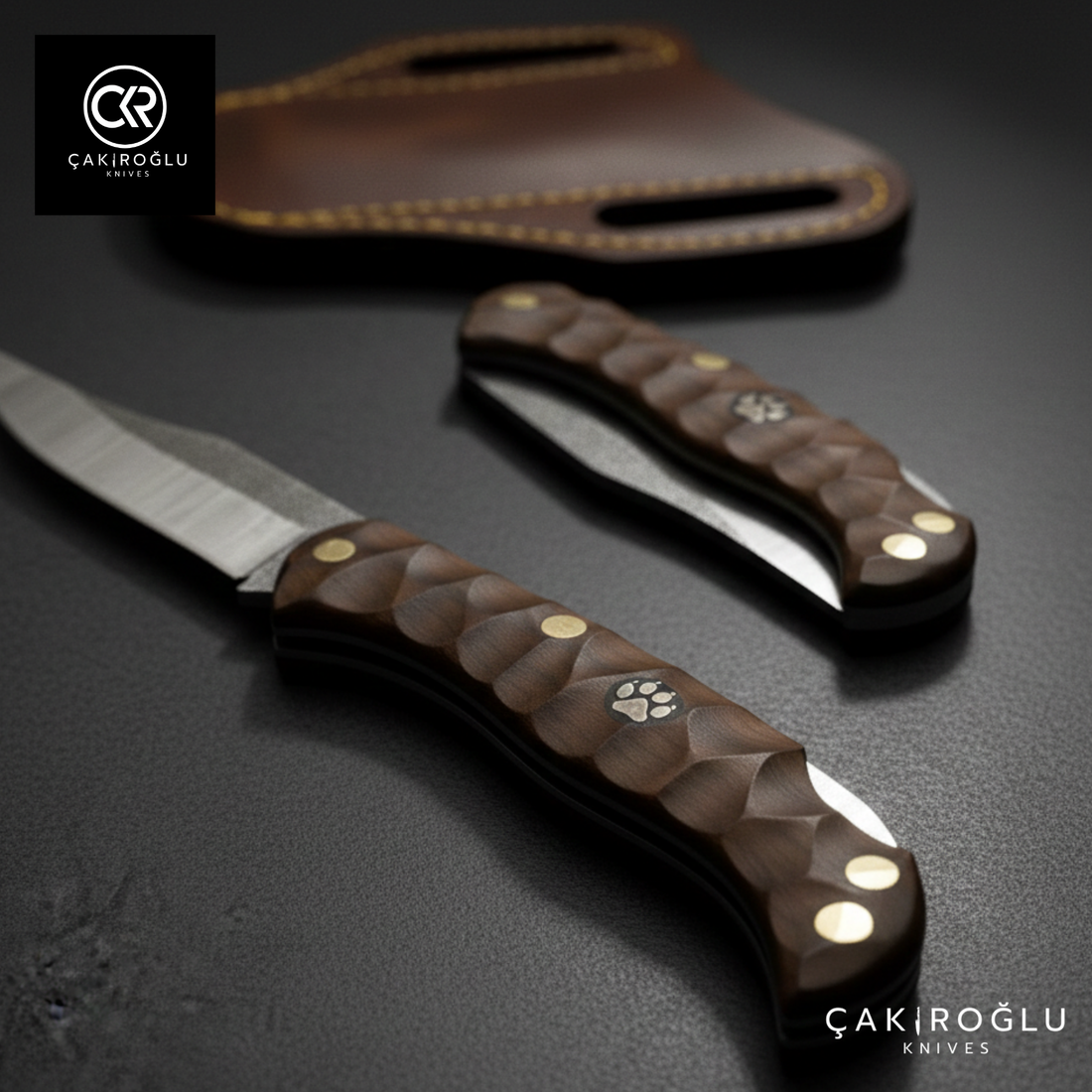 Göxon Series - Handmade N690 Steel Pocket Folding Knife - Walnut Handle