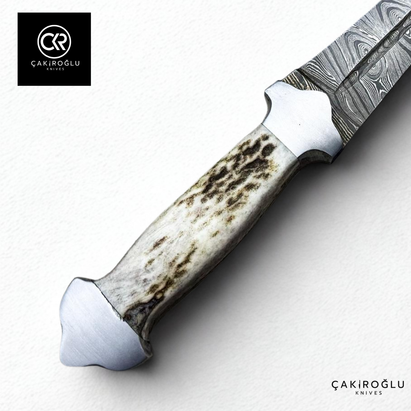 Çakıroğlu Damascus Dagger – Handcrafted Collector’s Knife with Stag Antler Handle