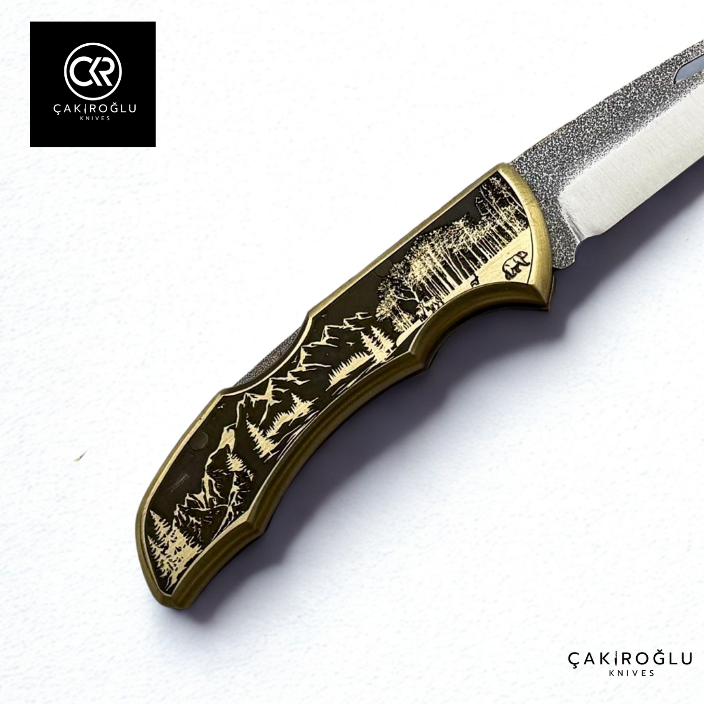 Showy Limited Edition Small Size Handcrafted Custom-made Folding Collectible Knife - N690 Böhler Steel & Engraved Brass Handle