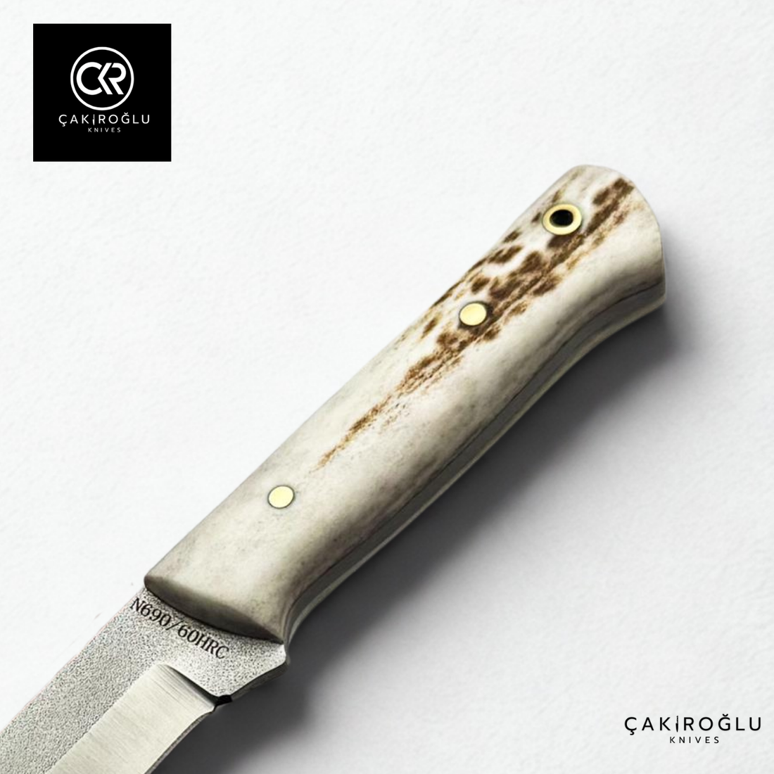 Handcrafted Custom Bushcraft Hunting Knife - N690 Böhler Steel & Deer Antler Handle