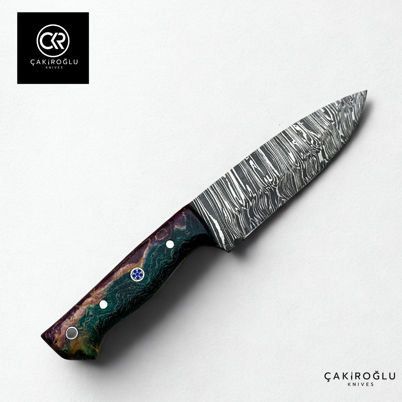 Handcrafted Custom-made Damascus Steel & Stabilized Handle Hunting Knife