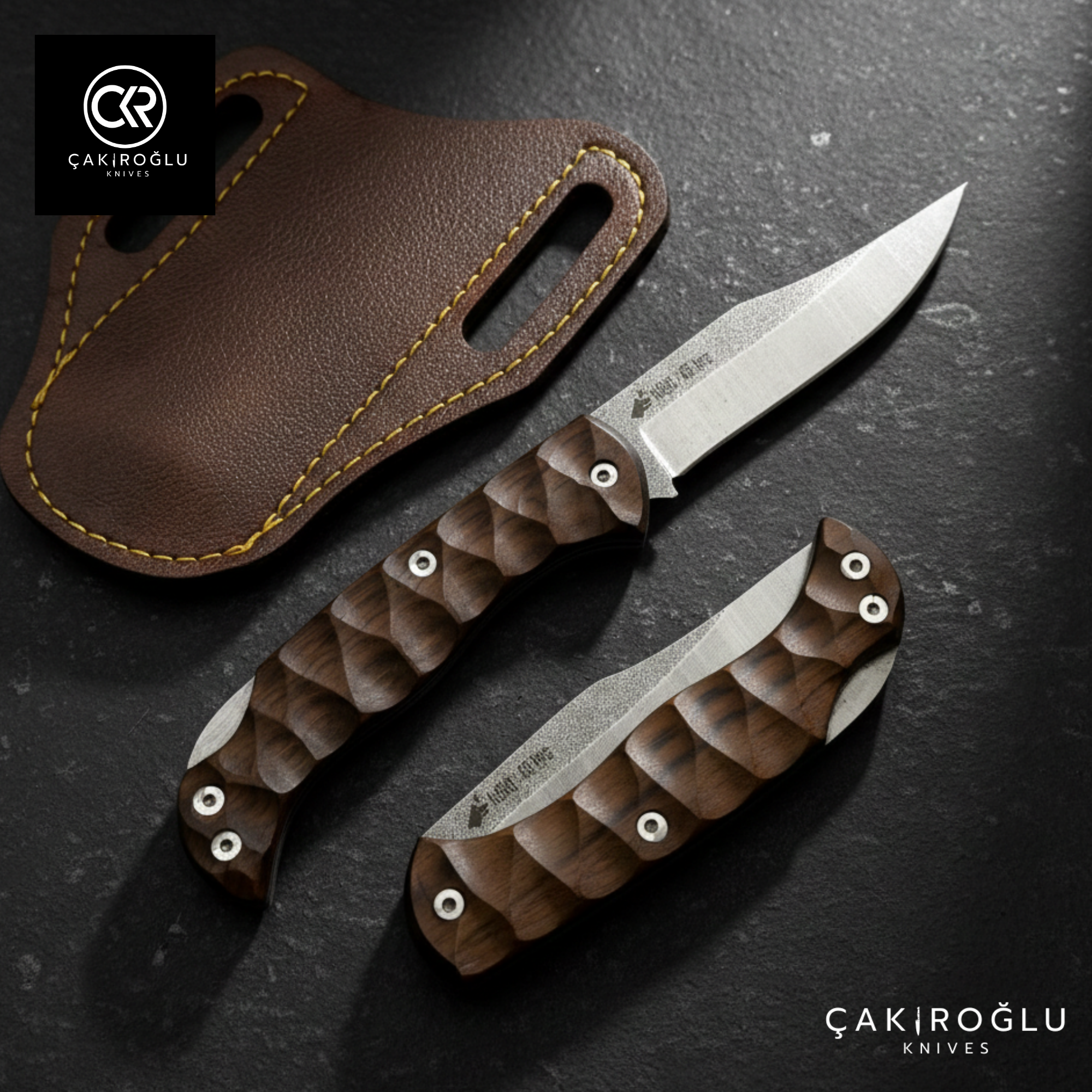 Göxon Series - Handmade N690 Steel Pocket Folding Knife - Walnut Handle