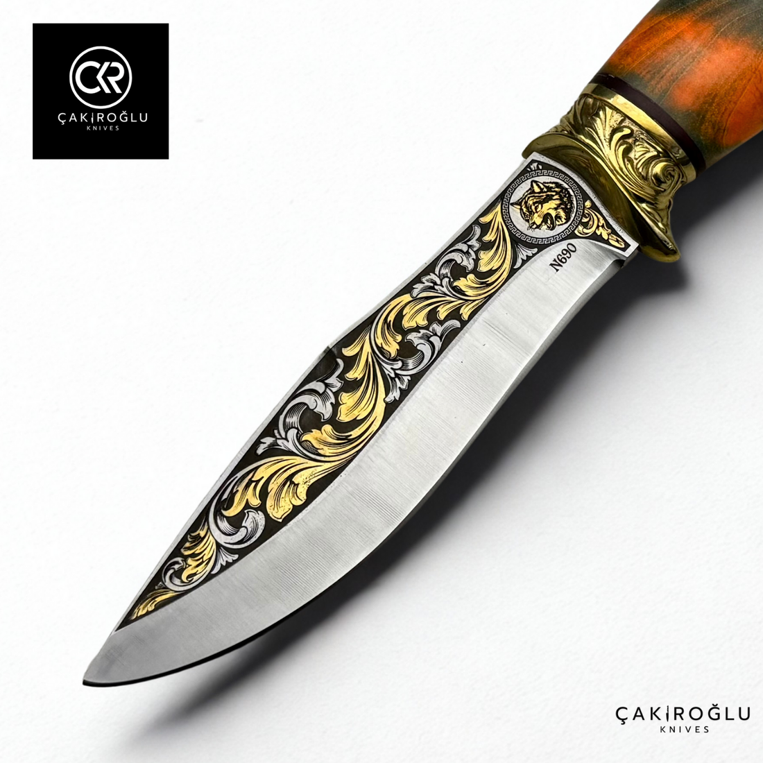 Wolf Spirit - Gold Embroidered Collectible Hunting Knife