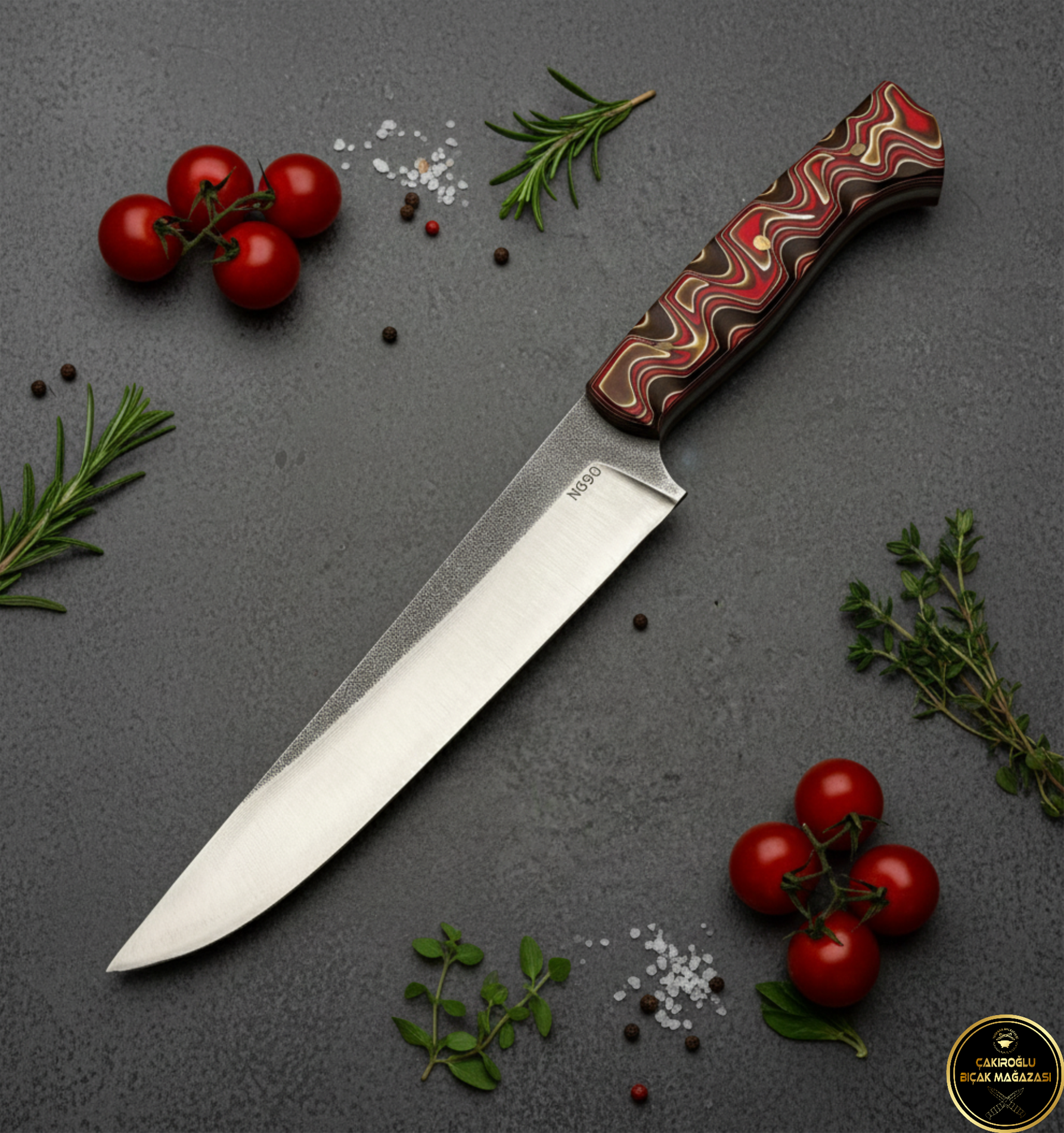 Handmade N690 Steel Sacrifice, Kitchen Knife - Verzalit Handle