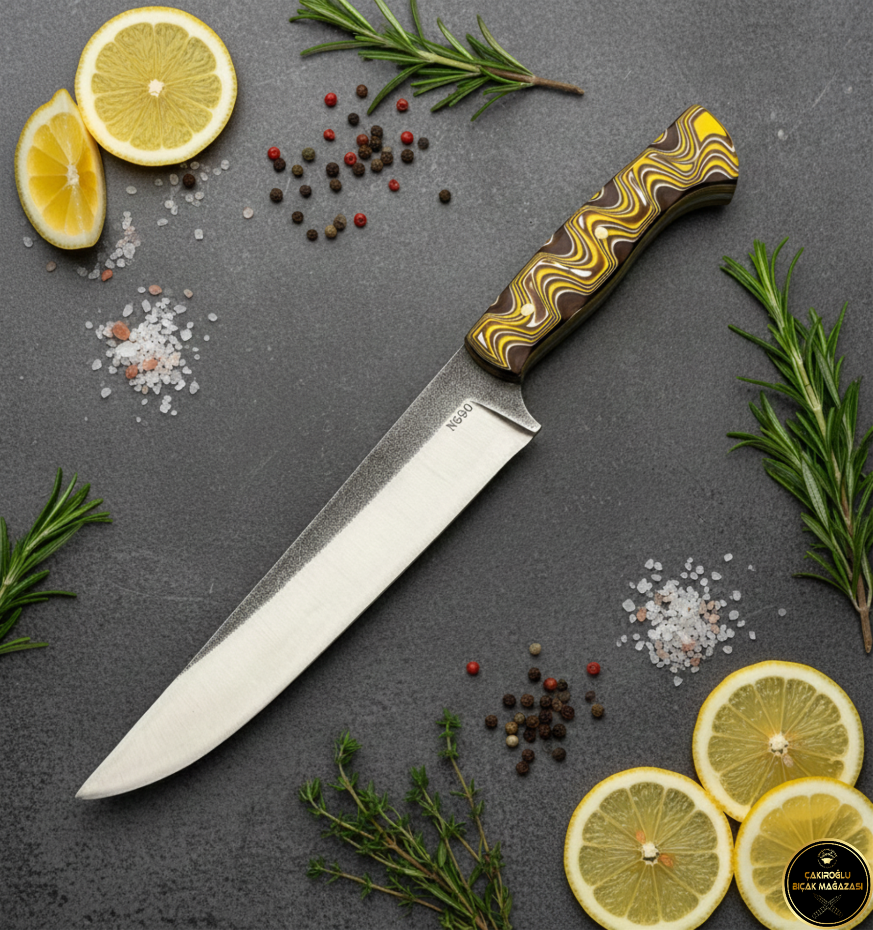 Handmade N690 Steel Sacrifice, Kitchen Knife - Verzalit Handle