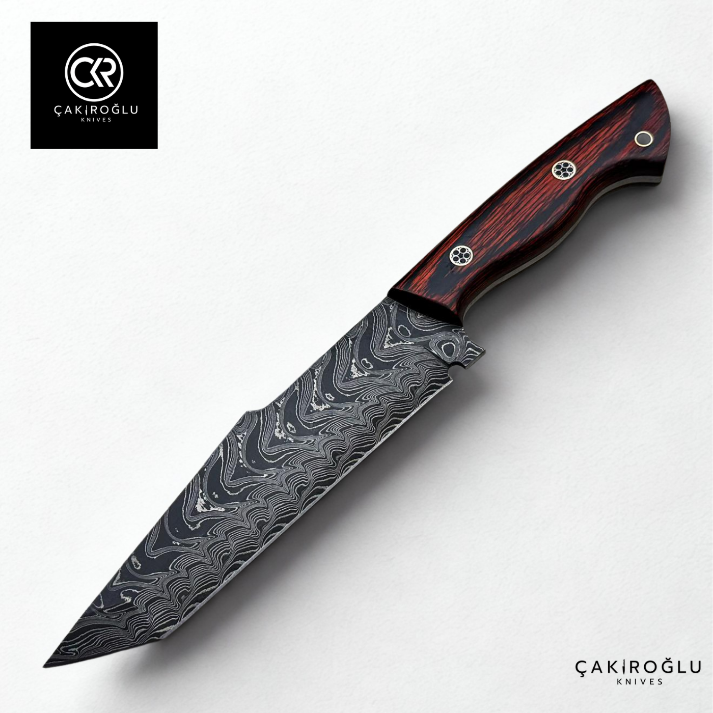 Handcrafted Custom-made Damascus Steel & Cocobolo Wood Handle Tanto Model Hunting Knife