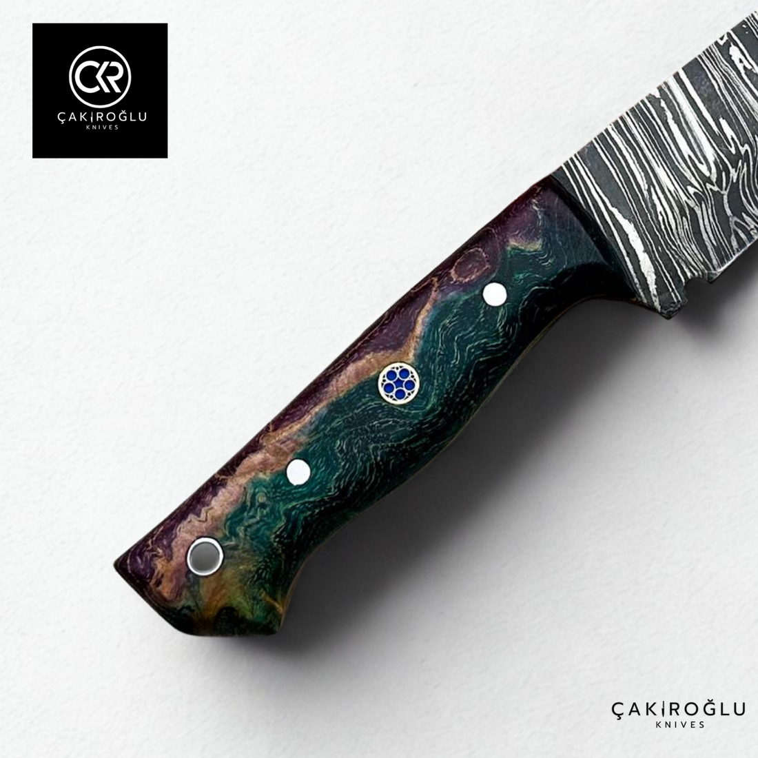 Handcrafted Custom-made Damascus Steel & Stabilized Handle Hunting Knife