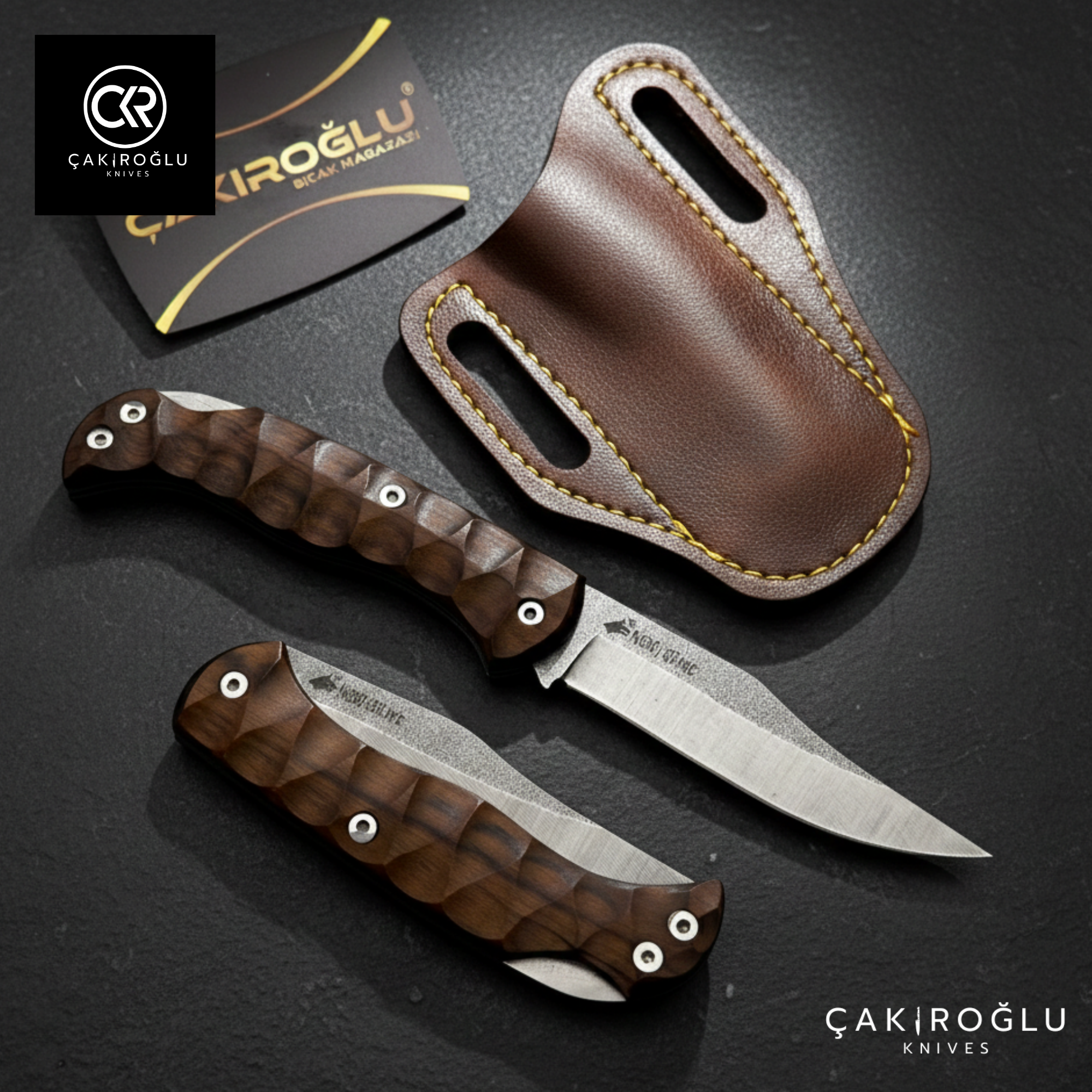 Göxon Series - Handmade N690 Steel Pocket Folding Knife - Walnut Handle