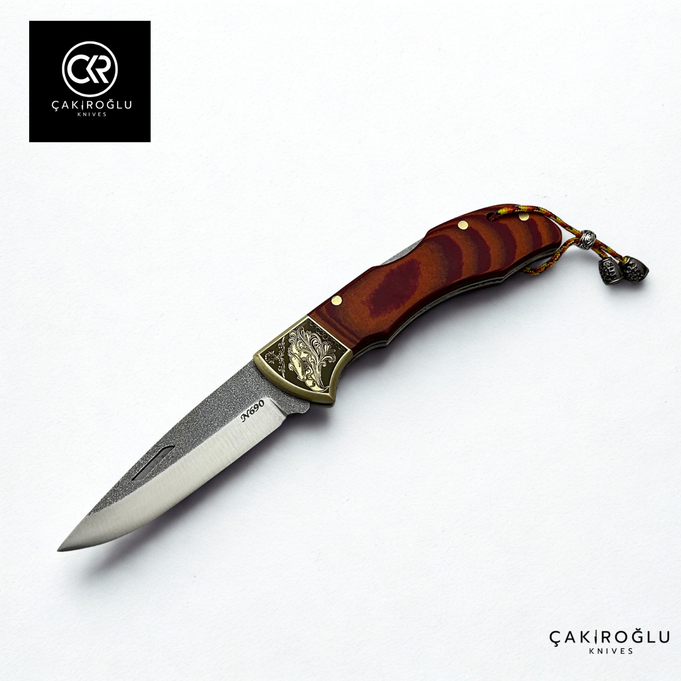 Showy Elite Micarta Version Handcrafted Custom Folding Knife - Böhler N690 Steel & Engraved Brass Handle