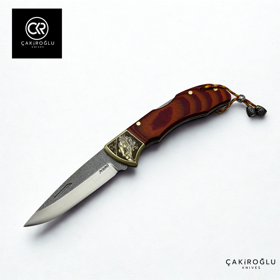 Showy Elite Micarta Version Handcrafted Custom Folding Knife - Böhler N690 Steel & Engraved Brass Handle