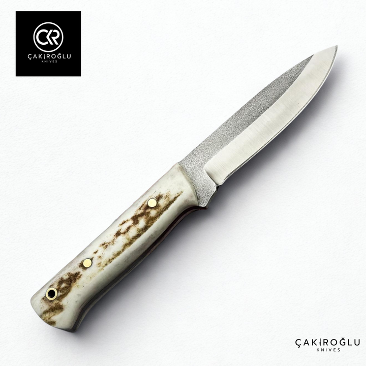 Handcrafted Custom Bushcraft Hunting Knife - N690 Böhler Steel & Deer Antler Handle