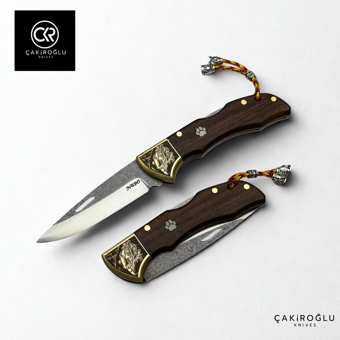 Showy Elite Medium Size Handcrafted Custom Folding Knife - N690 Böhler Steel & Engraved Brass Apron