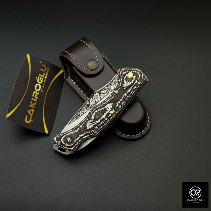 Handmade Folding Knife - Engraved Böhler N690 Steel