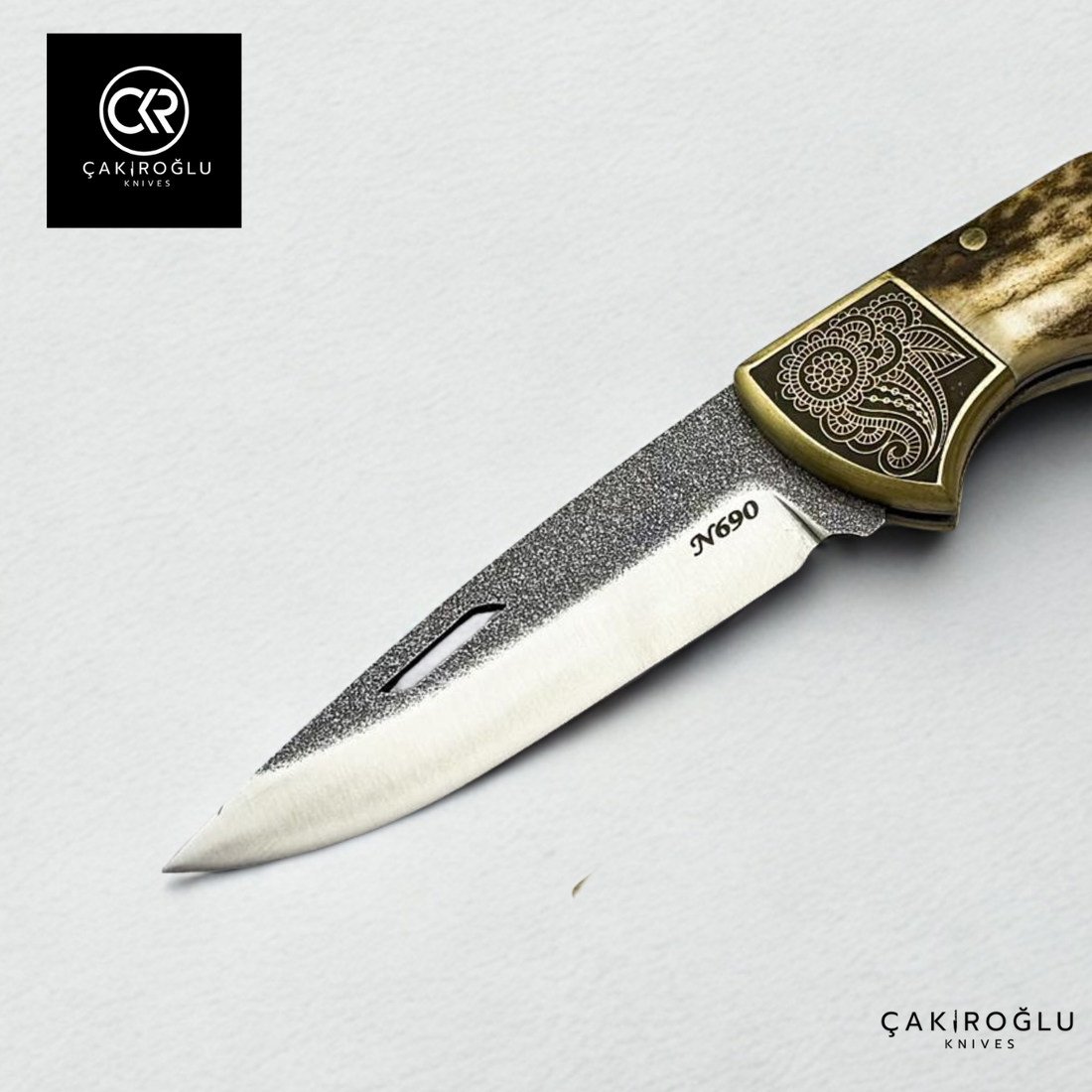 Showy Elite Large Size Handcrafted Custom-made Folding Knife - N690 Böhler Steel & Engraved Apron