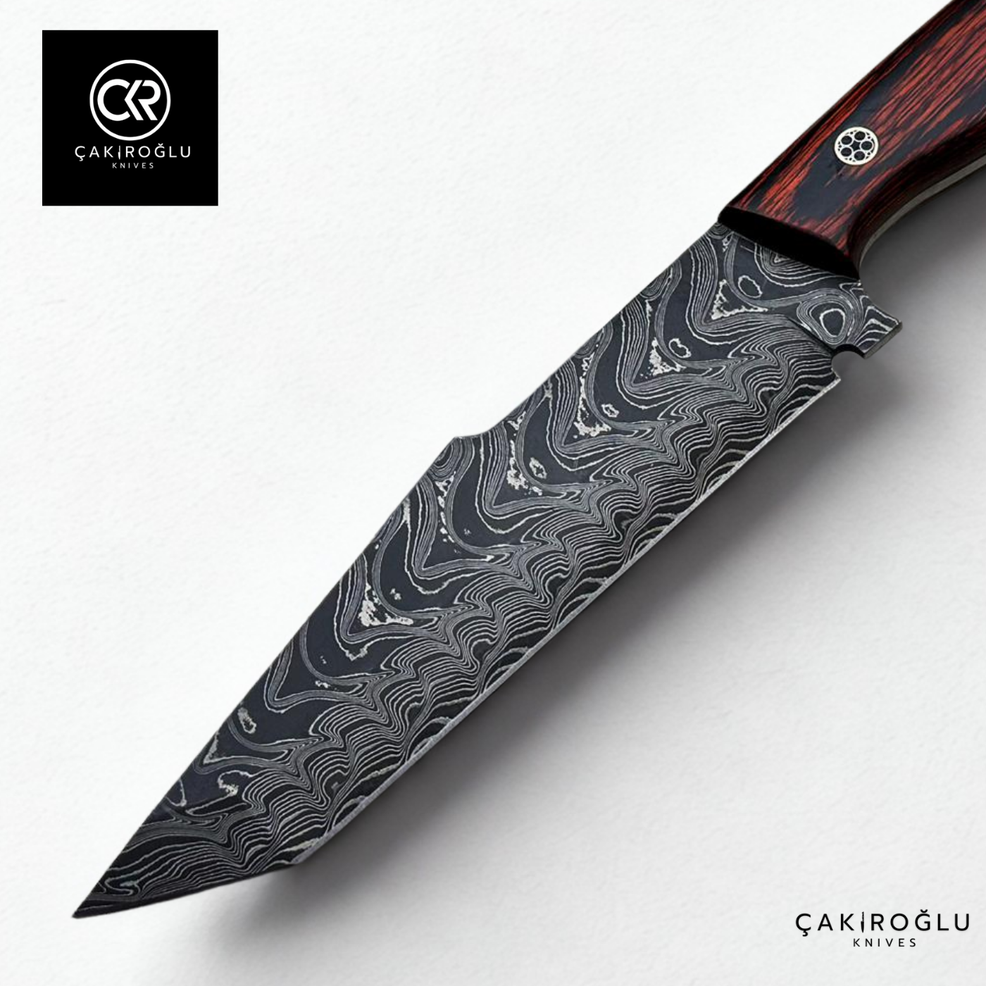 Handcrafted Custom-made Damascus Steel & Cocobolo Wood Handle Tanto Model Hunting Knife