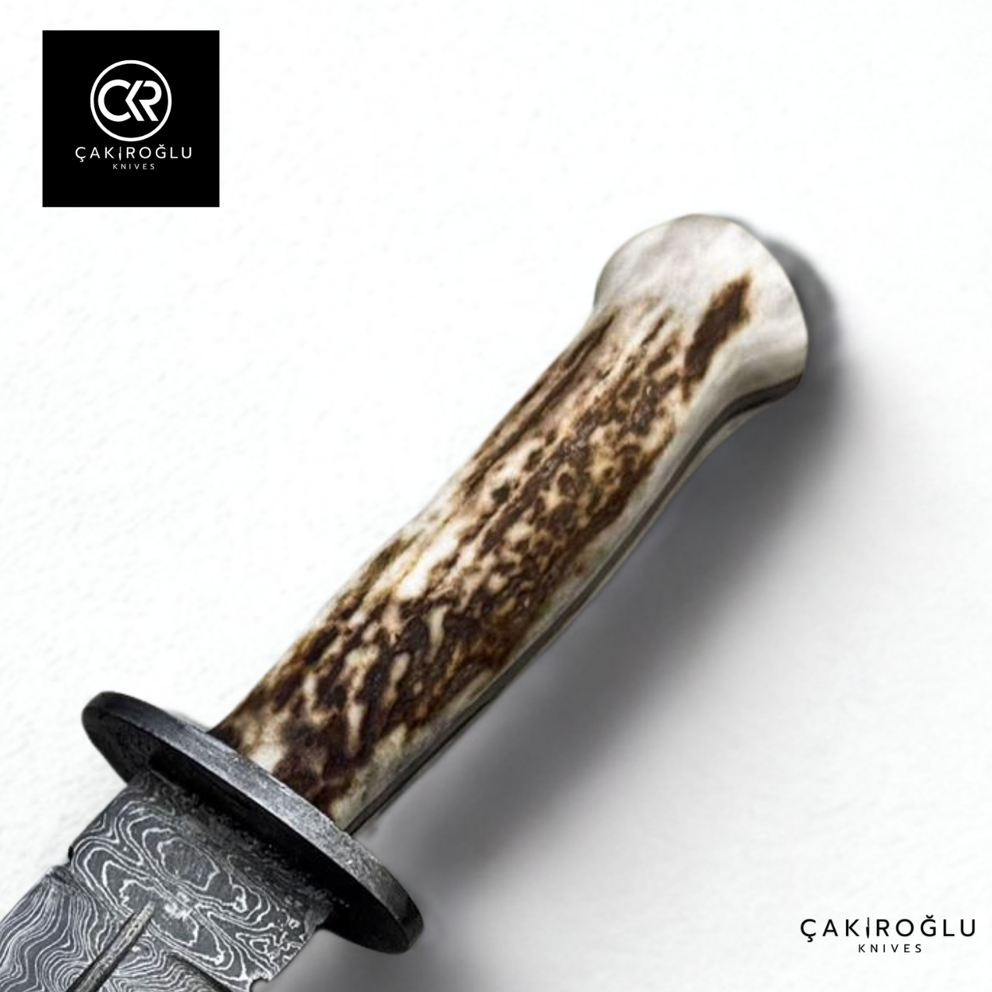 Çakıroğlu Damascus Dagger – Handcrafted Collector’s Knife with Stag Antler Handle