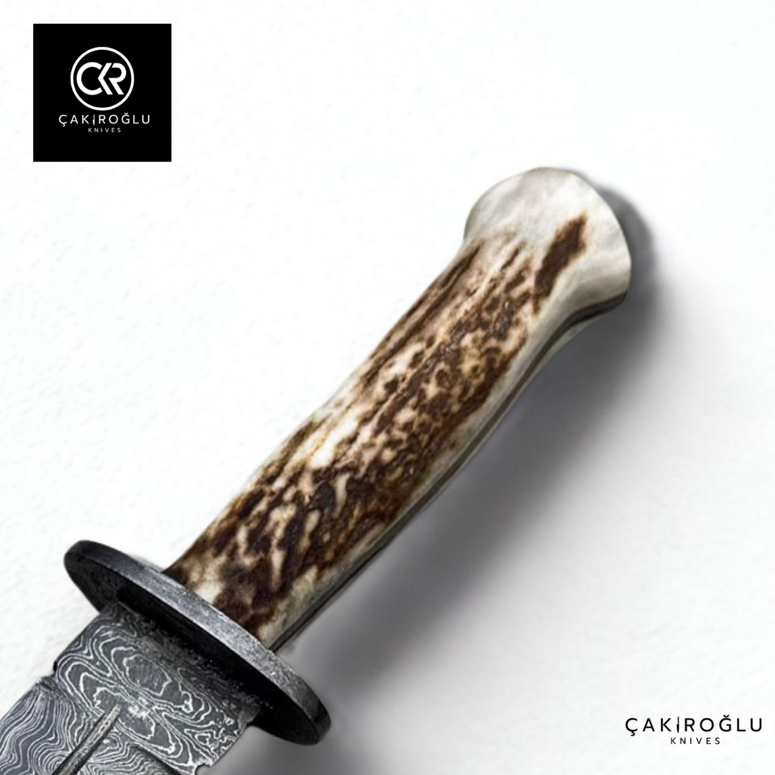 Çakıroğlu Damascus Dagger – Handcrafted Collector’s Knife with Stag Antler Handle