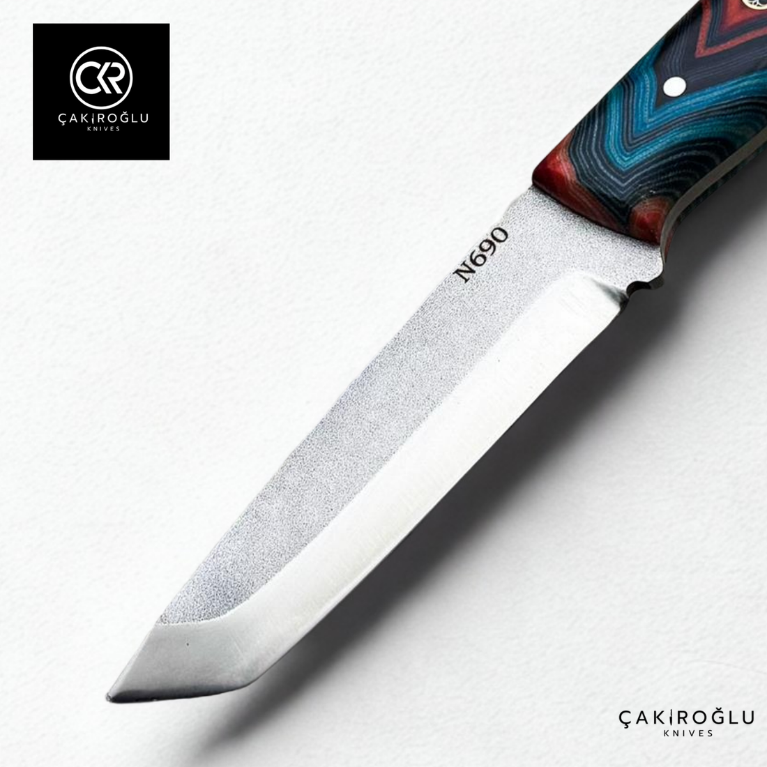 Handcrafted Custom-made Böhler N690 Steel & Stabilized Handle Tanto Model Hunting Knife