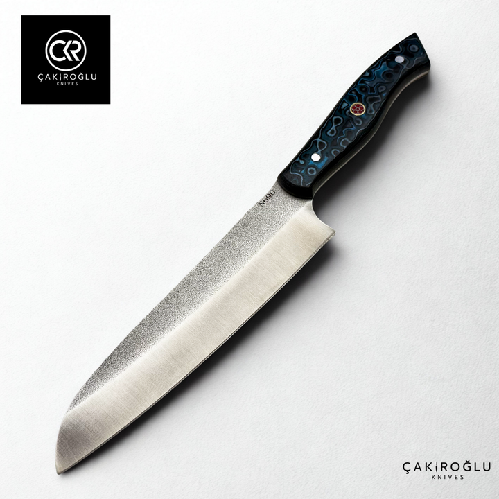 Santoku Model Handcrafted Chef Knife - Böhler N690 Steel & G-carta Handle