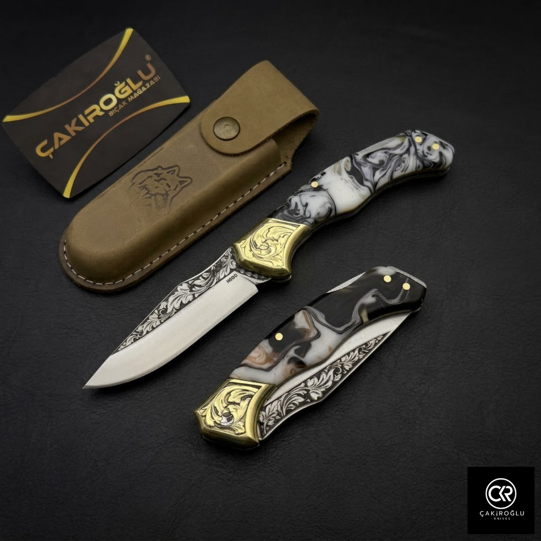 Handmade Folding Knife - Engraved Böhler N690 Steel
