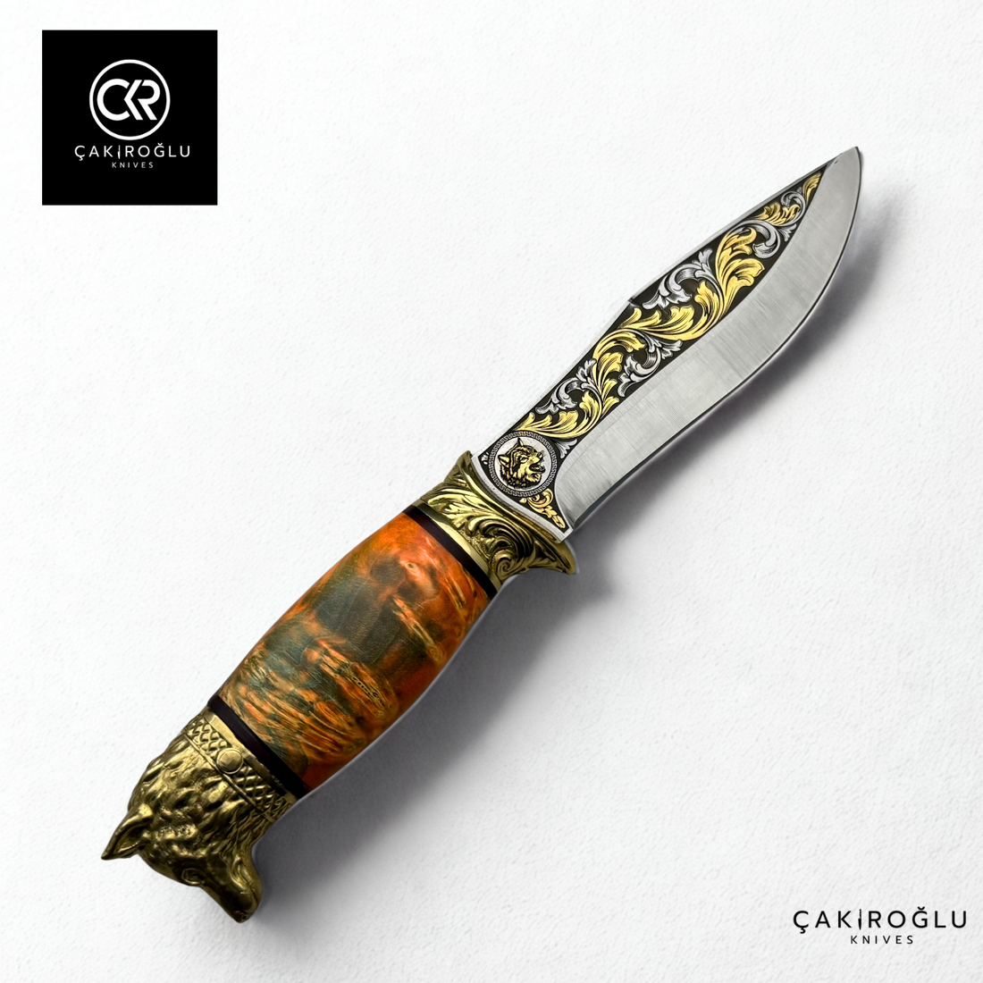 Wolf Spirit - Gold Embroidered Collectible Hunting Knife