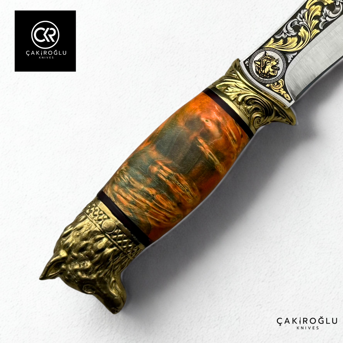 Wolf Spirit - Gold Embroidered Collectible Hunting Knife