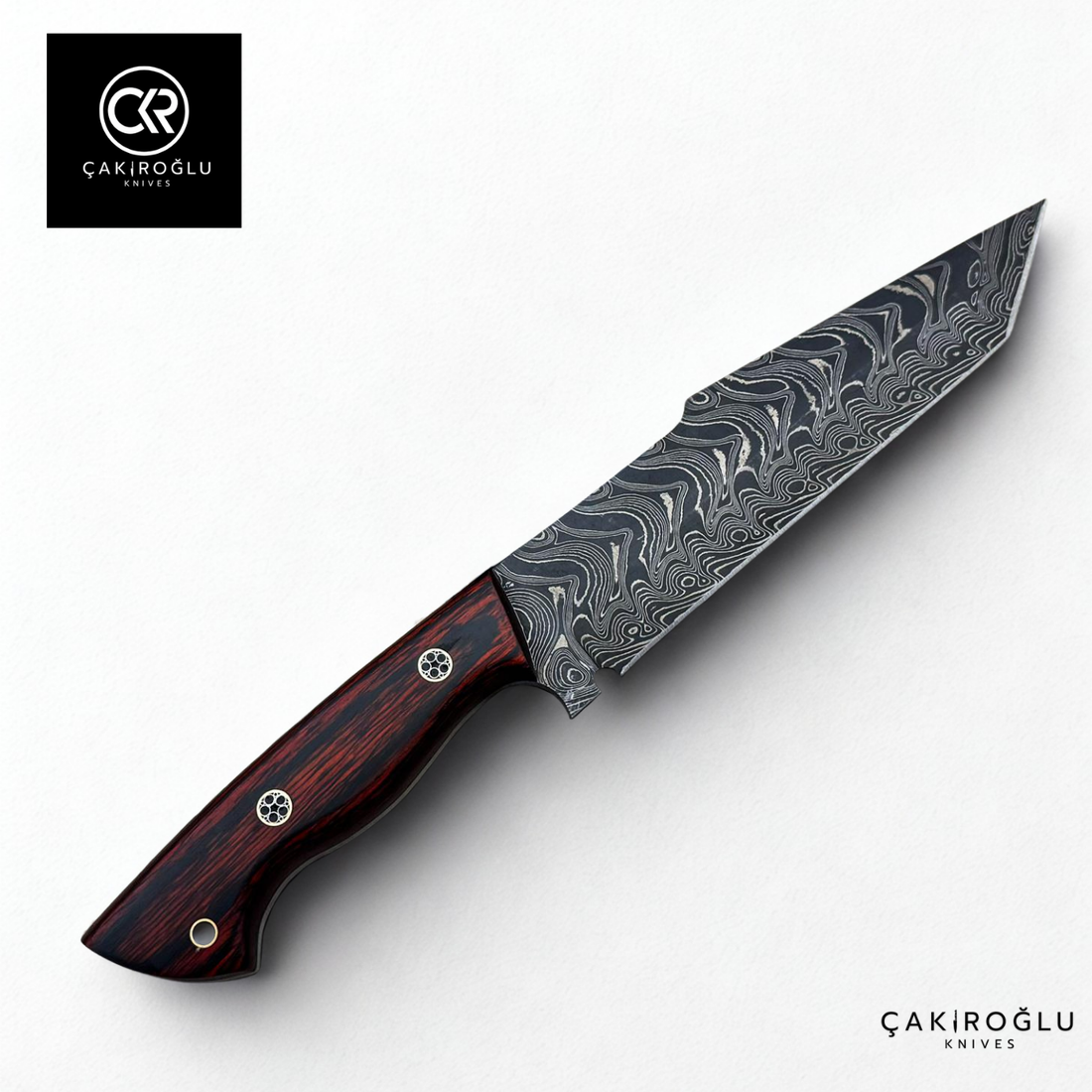 Handcrafted Custom-made Damascus Steel & Cocobolo Wood Handle Tanto Model Hunting Knife