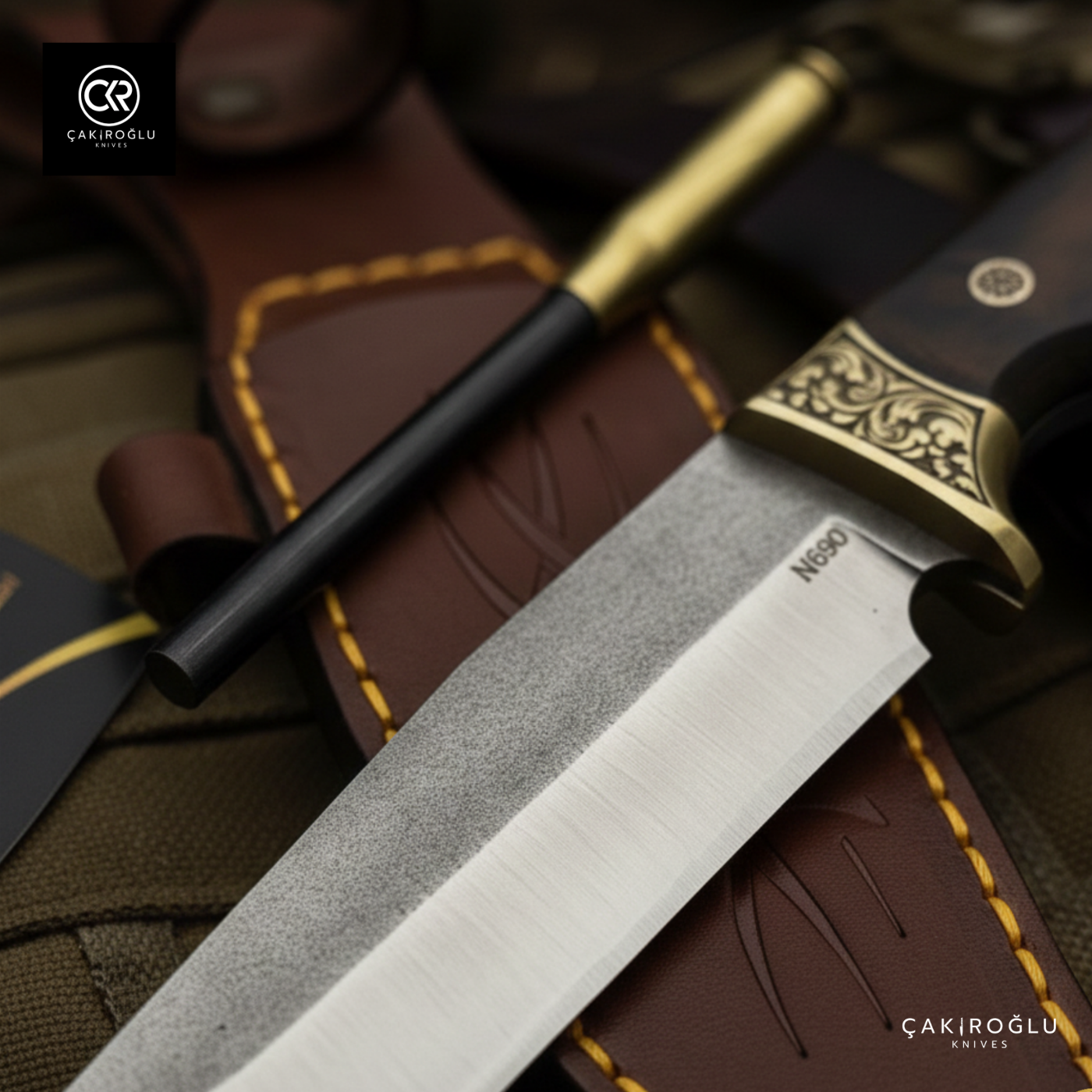 Handcrafted Custom-made Hunting Knife with Magnesium Bar