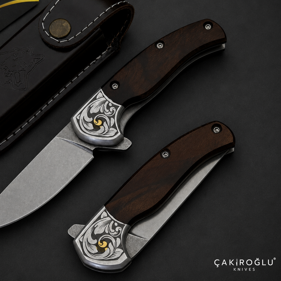 Handmade Custom Pocket Folding Knife with Sheath