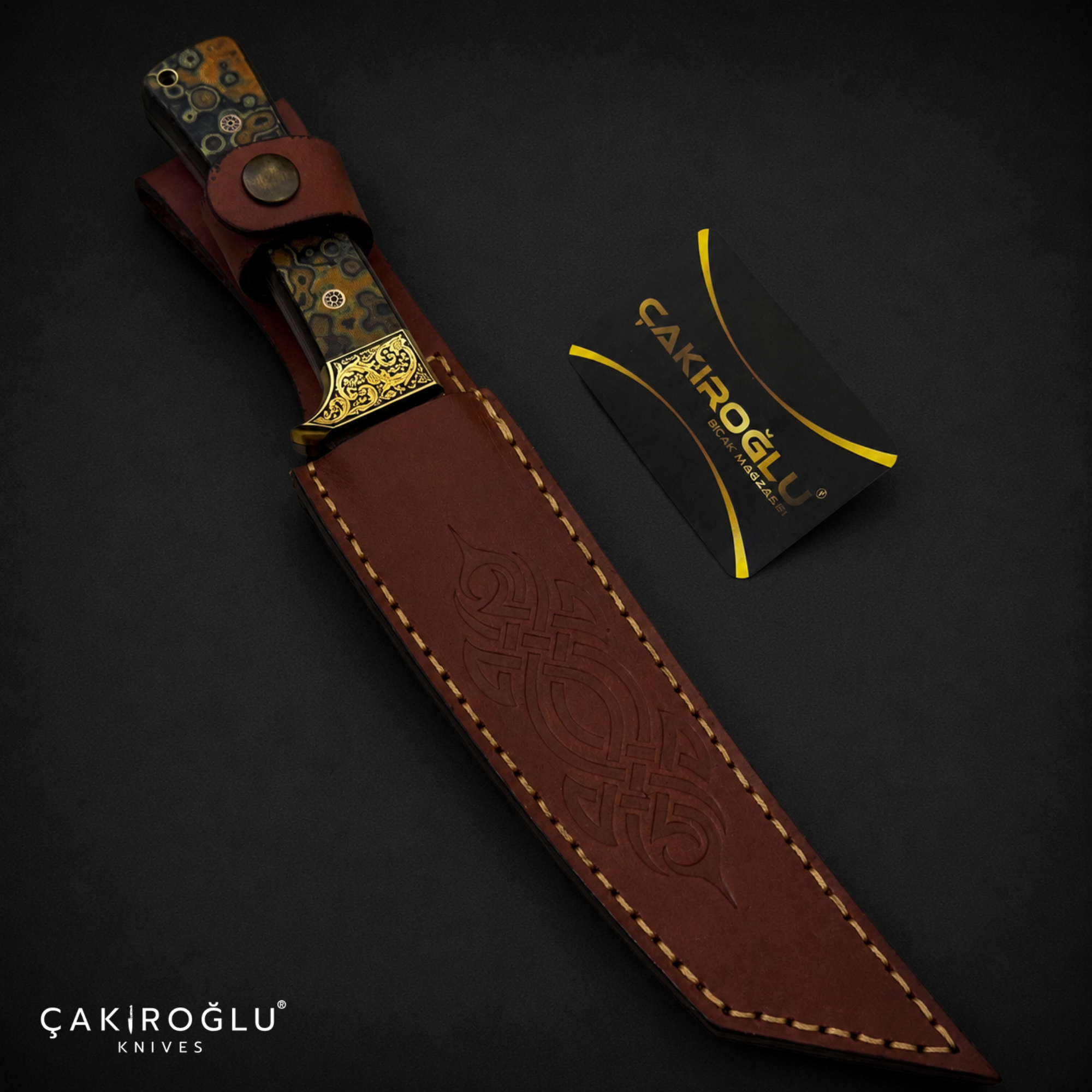 Handmade Custom Damascus Tanto Hunting Knife: Micarta Handle, Leather Sheath