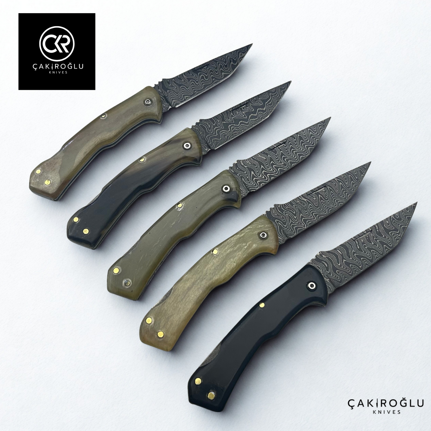 Handcrafted Custom Classic Style Tanto Model Folding Knife - Damascus Steel & Ram Horn Handle