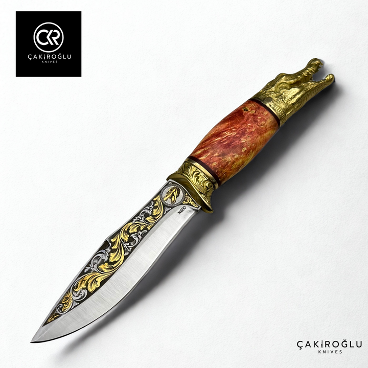 Crocodile Spirit - Gold Embroidered Collectible Hunting Knife