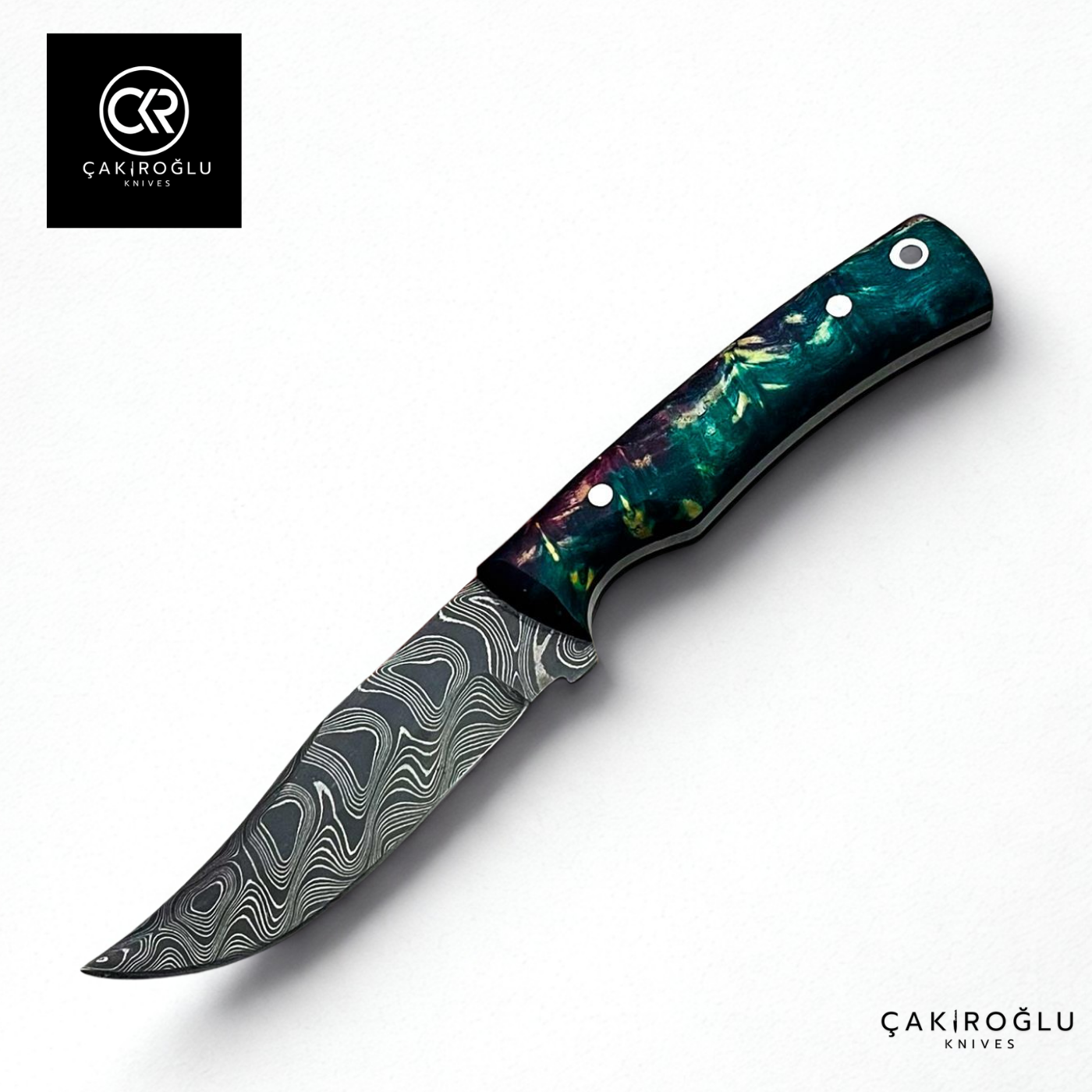 Handcrafted Custom-made Damascus Steel & Stabilized Handle Hunting Knife