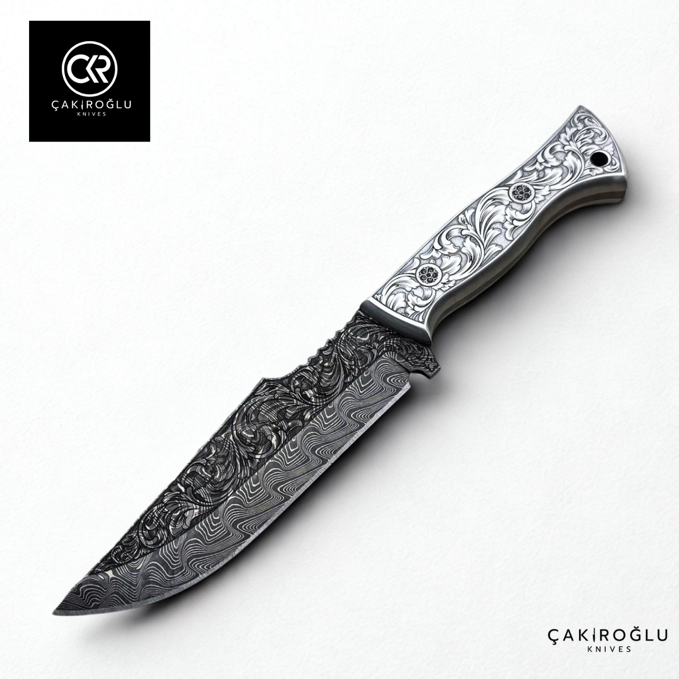 Limited Edition 2025 – Handcrafted Collectible Engraved Damascus Hunting Knife