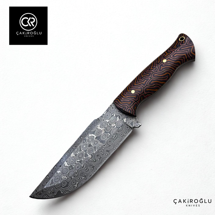 327 Mountaineer Ember - Limited Edition Handcrafted Custom-made Damascus Knife