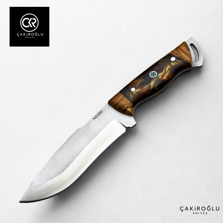 Handcrafted Custom-made Böhler N690 Steel & Epoxy Hybrid Handle Hunting Knife