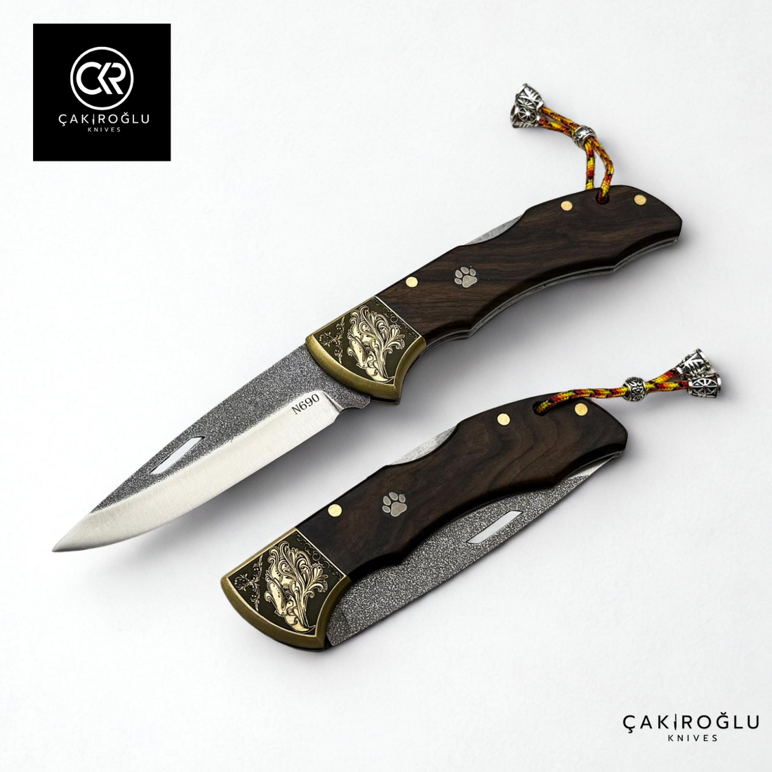 Showy Elite Large Size Handcrafted Custom Folding Knife - N690 Böhler Steel & Engraved Brass Apron