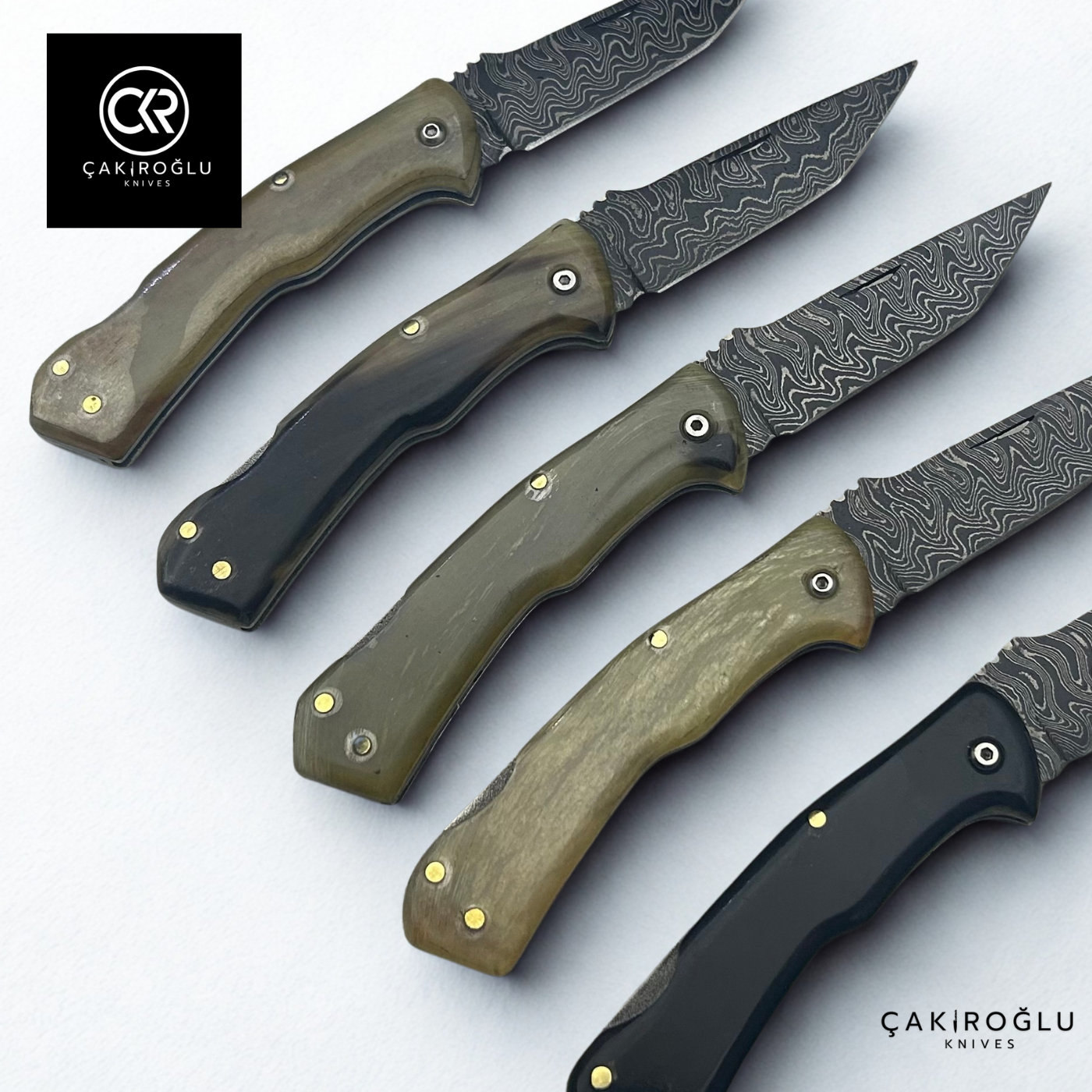 Handcrafted Custom Classic Style Tanto Model Folding Knife - Damascus Steel & Ram Horn Handle