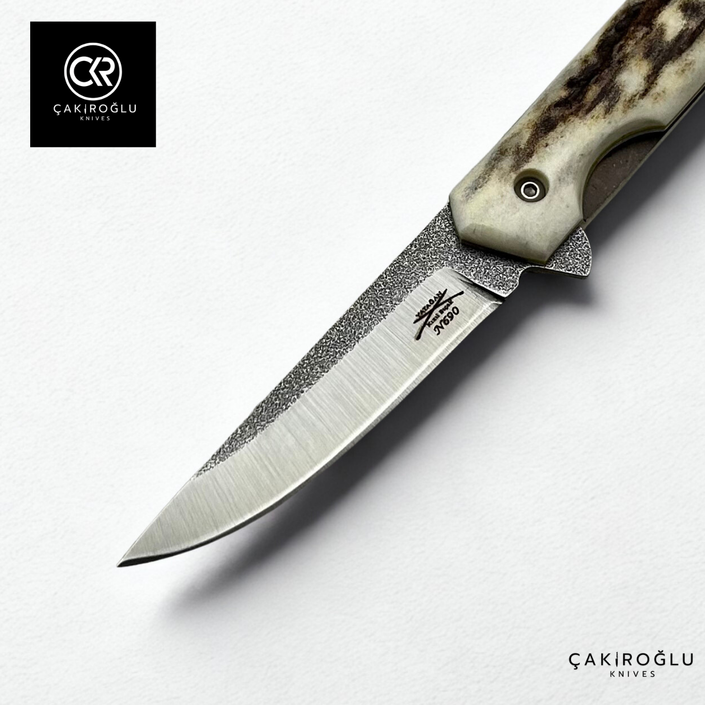 116 Gentleman V2 - Handcrafted N690 Böhler Steel Folding Knife with Deer Antler Handle