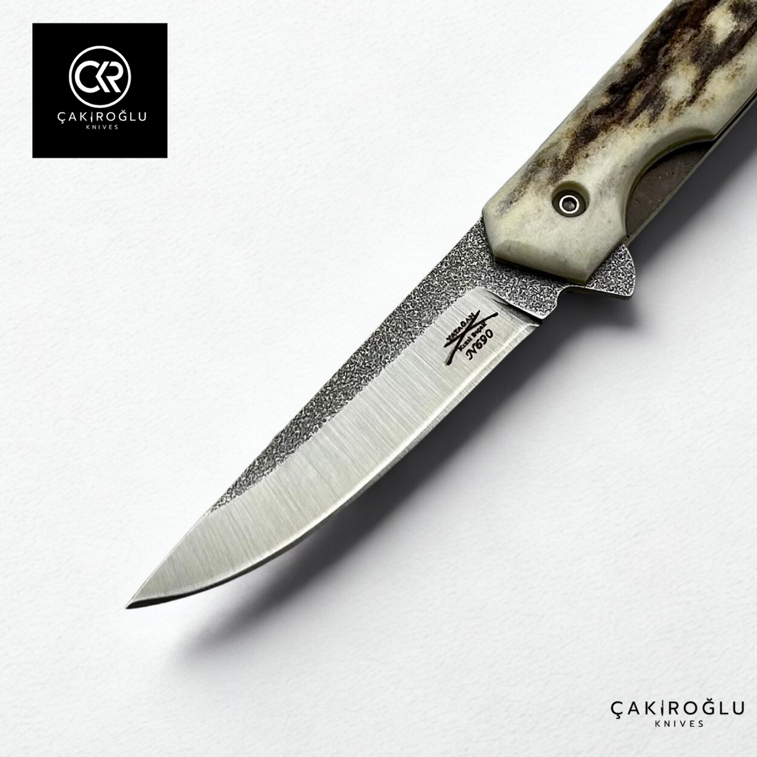 116 Gentleman V2 - Handcrafted N690 Böhler Steel Folding Knife with Deer Antler Handle