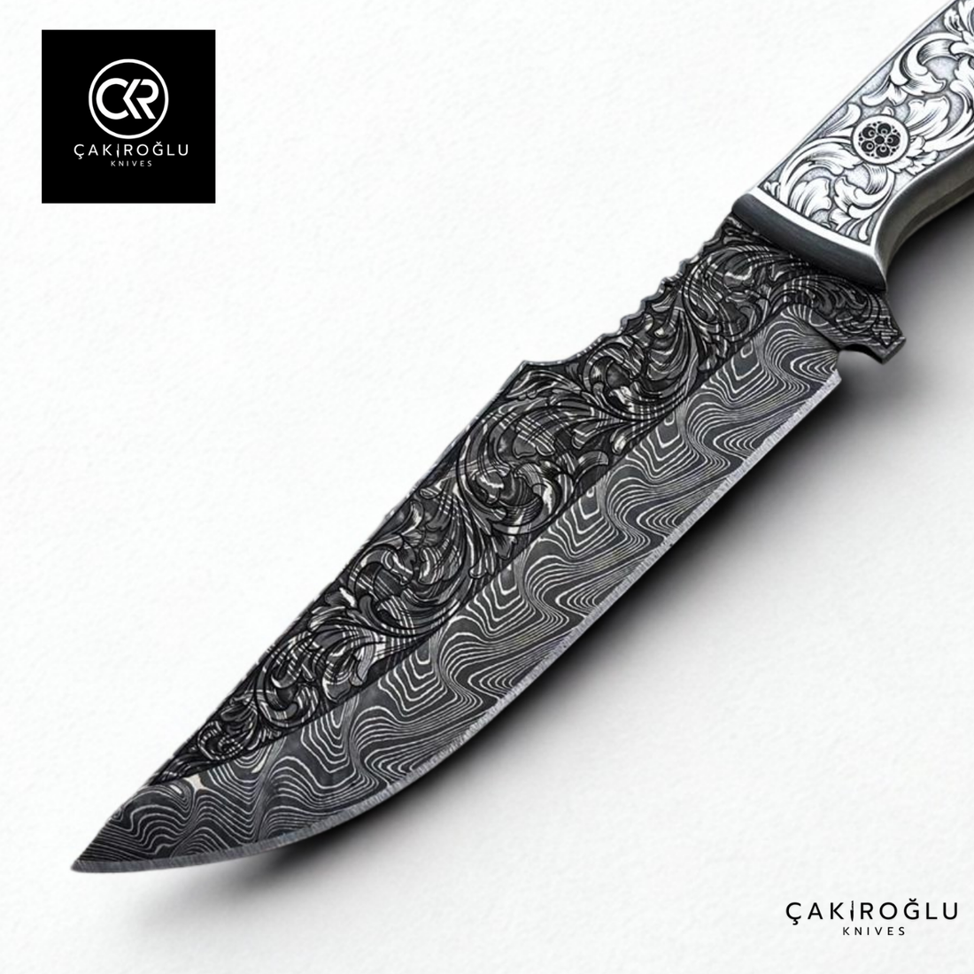 Limited Edition 2025 – Handcrafted Collectible Engraved Damascus Hunting Knife