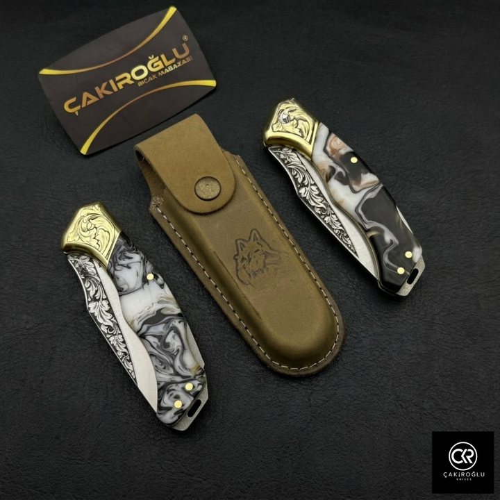 Handmade Folding Knife - Engraved Böhler N690 Steel