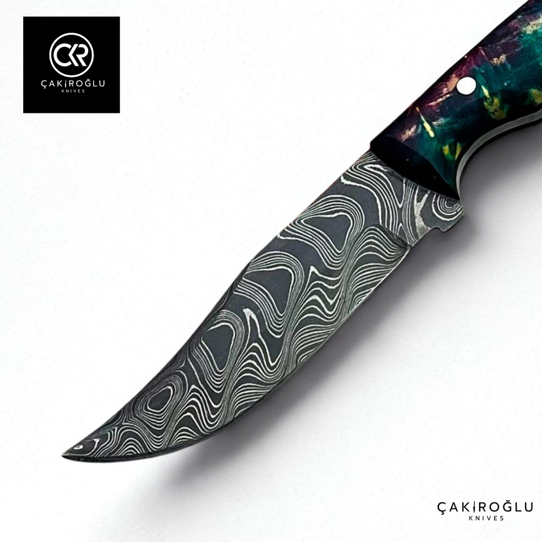 Handcrafted Custom-made Damascus Steel & Stabilized Handle Hunting Knife