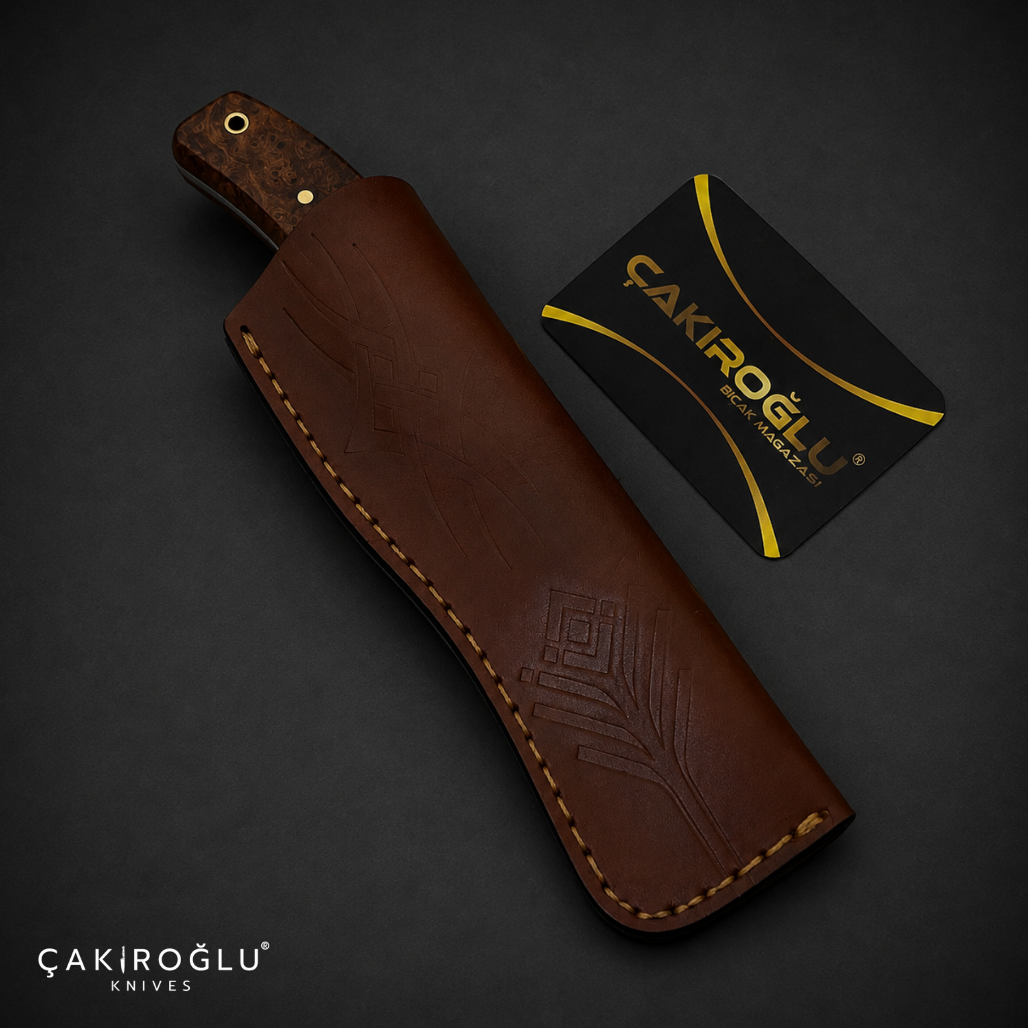 Handmade N690 Bushcraft Knife, 24K Gold Snake Engraving, Stabilized Handle (Collectible Gift)